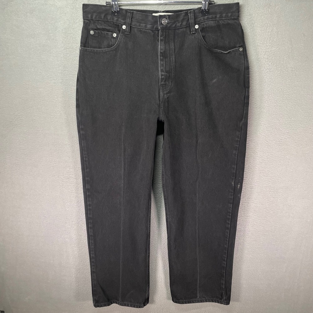 Route‎ 66 Relaxed Fit Jeans Mens 34 Black Straight Leg Faded Workwear Denim